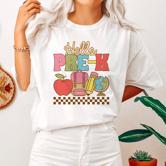 Hello Pre-K SVG PNG | Retro Back to School Sublimation | Teacher T shirt Design