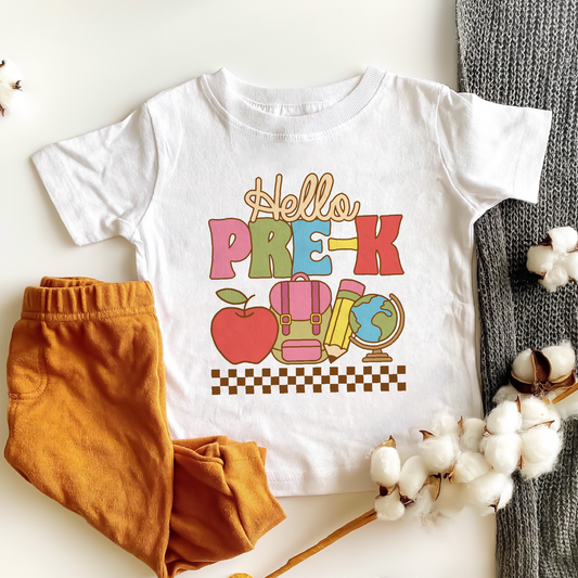 Hello Pre-K SVG PNG | Retro Back to School Sublimation | Teacher T shirt Design