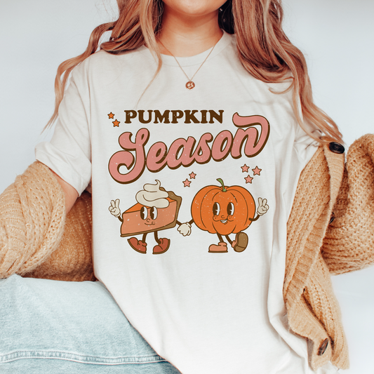DTF Transfer Pumpkin Season | Retro Fall Characters | Pumpkin Pie
