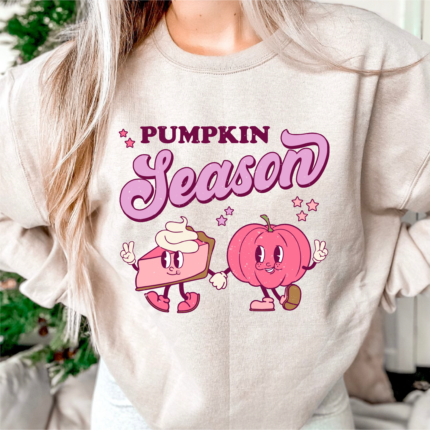 Pumpkin Season Pink PNG SVG | Retro Fall Characters Sublimation | Pumpkin Pie T shirt Design