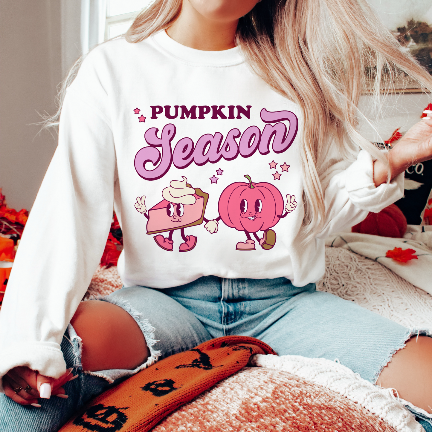 Pumpkin Season Pink PNG SVG | Retro Fall Characters Sublimation | Pumpkin Pie T shirt Design