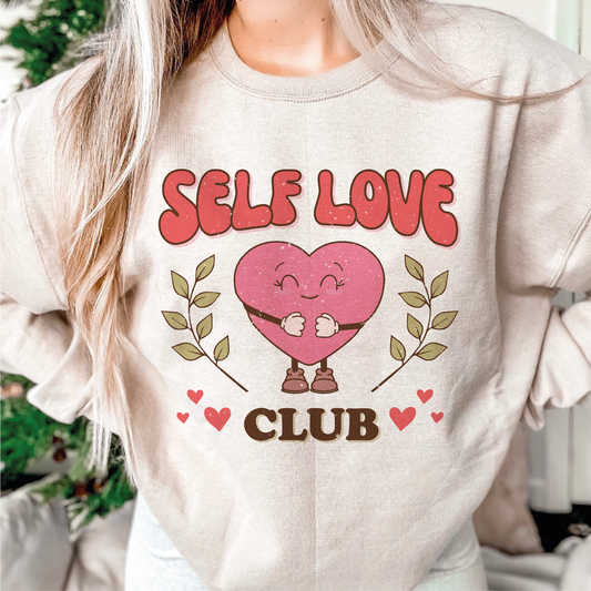 DTF Transfer Self Love Club | Retro Valentines Day | Groovy Heart