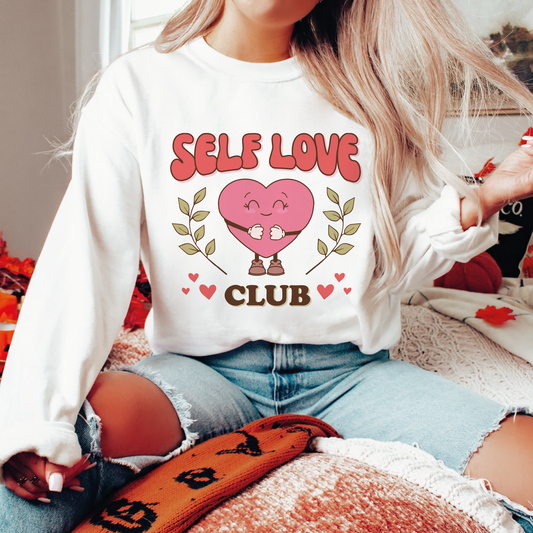 DTF Transfer Self Love Club | Retro Valentines Day | Groovy Heart