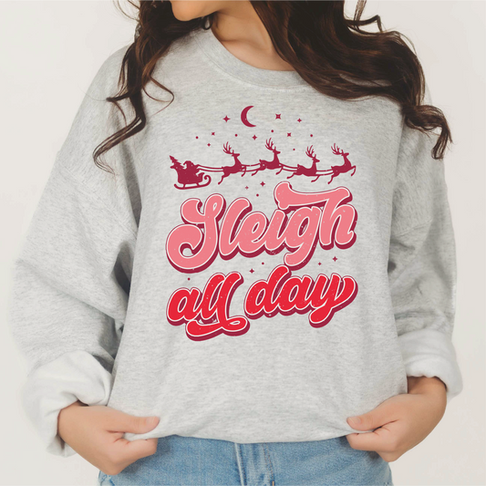 Sleigh All Day PNG | Retro Christmas Sublimation | Trendy Christmas T shirt Design