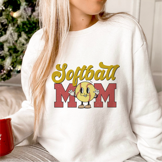 DTF Transfer Softball Mom | Retro Softball Character | Groovy