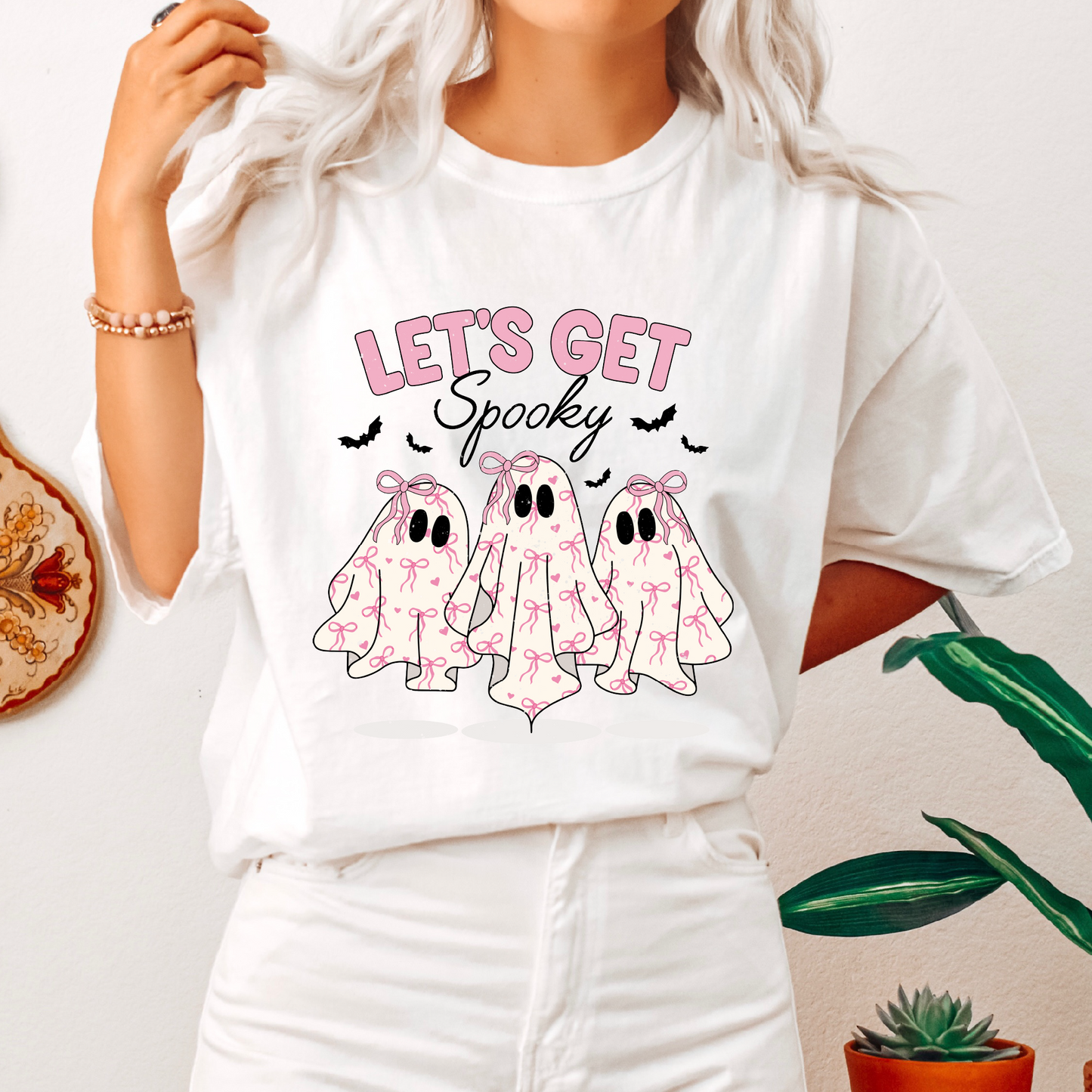 Let's Get Spooky PNG SVG | Cute Girly Ghosts Sublimation | Halloween Tshirt Design