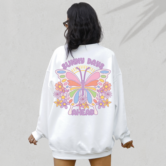 Sunny Days Ahead PNG SVG | Spring Sublimation | Butterfly & Flowers T shirt Design