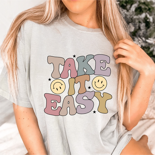 DTF Transfer Take It Easy | Retro Inspirational | Smile Face