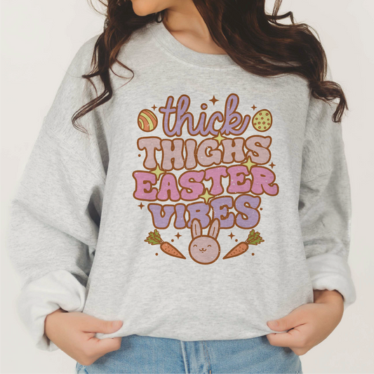 DTF Transfer Thick Thighs Easter Vibes | Retro Easter | Groovy