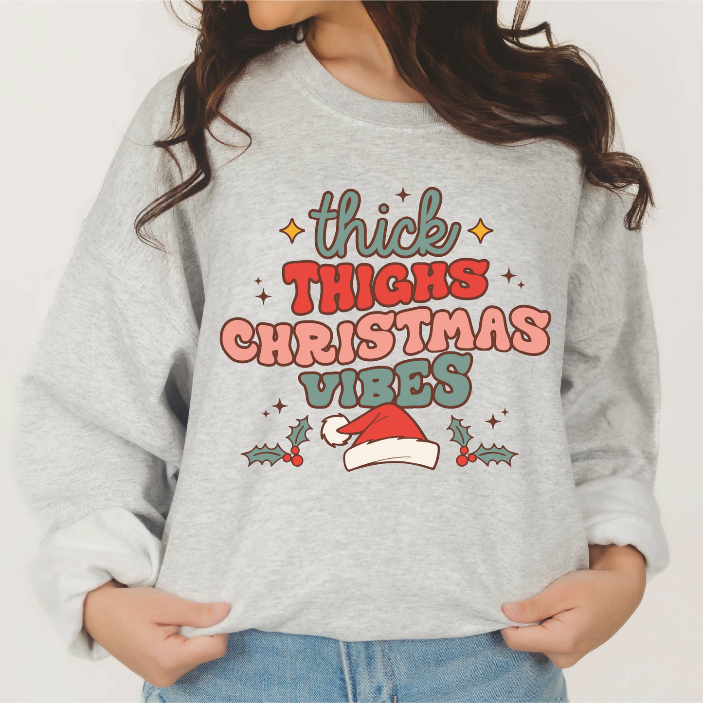 Thick Thighs Christmas Vibes PNG | Retro Christmas Sublimation | Xmas T shirt Design