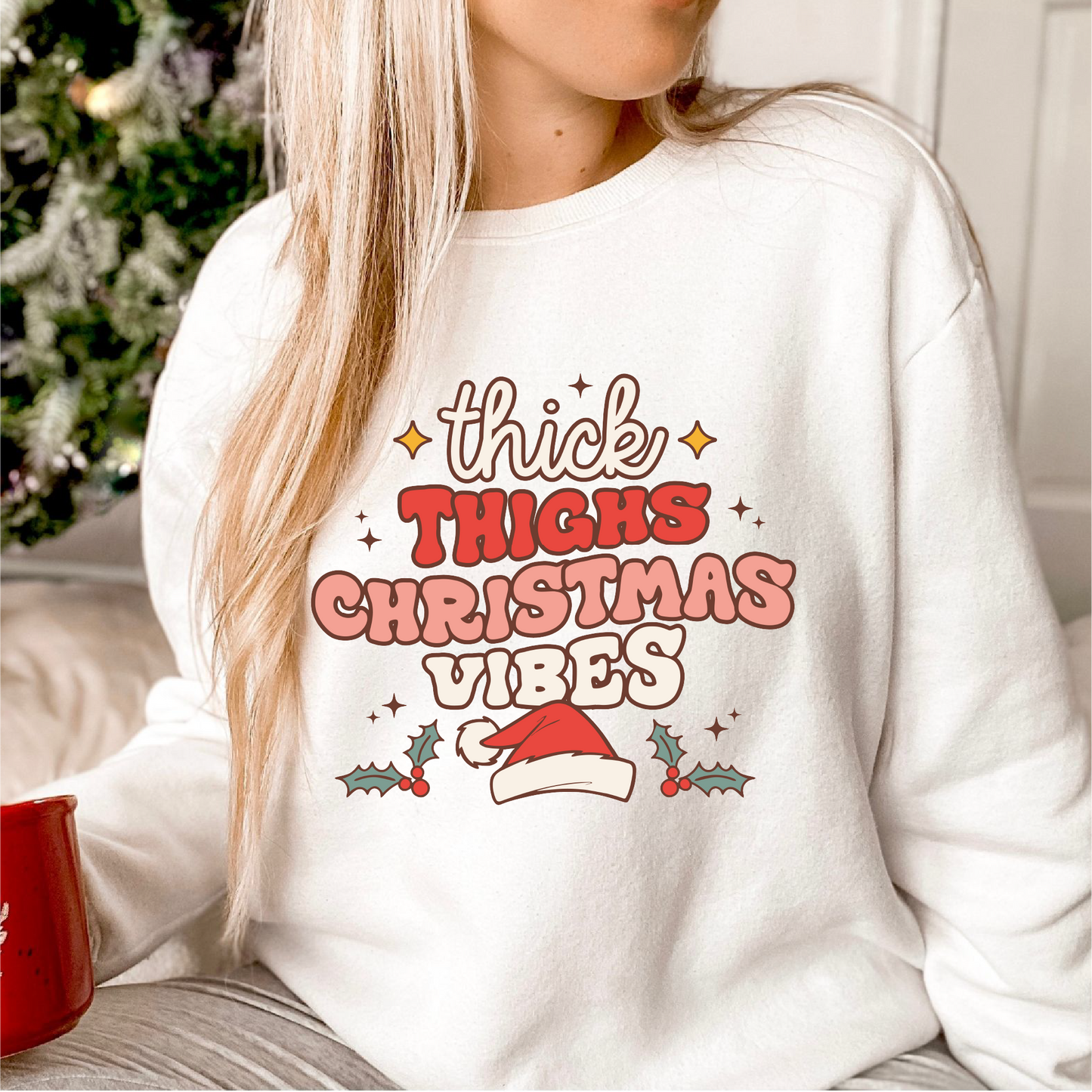 DTF Transfer Thick Thighs Christmas Vibes  | Retro Christmas | Xmas