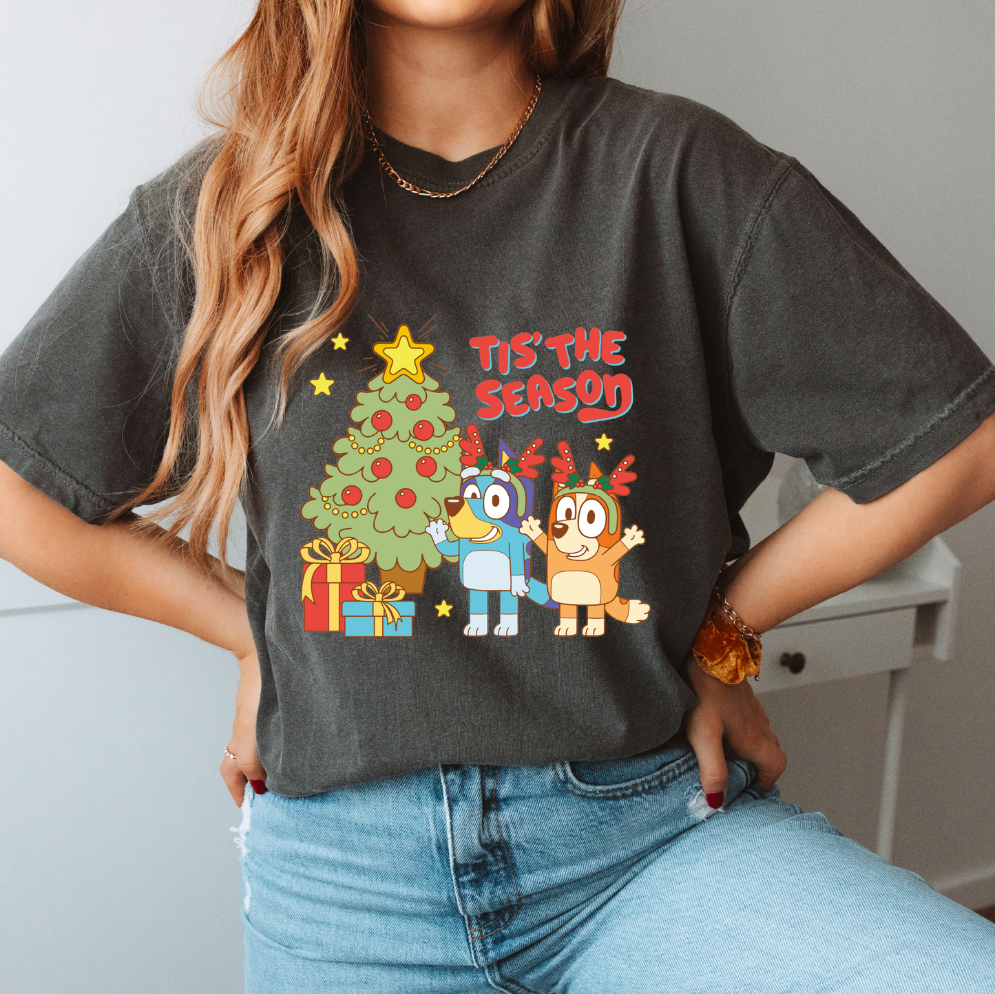 Tis The Season Bluey and Bingo PNG SVG | Christmas Sublimation | Xmas T shirt Design