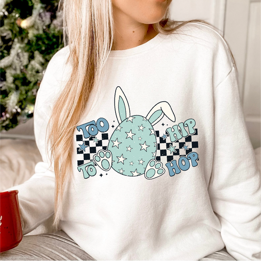 Too Hip To Hop PNG SVG | Retro Easter Sublimation | Cute Easter Bunny T shirt Design