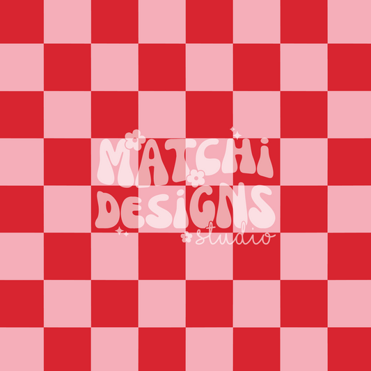 Pink & Red Checkerboard Seamless Pattern, Valentines Day Pattern for Fabric Sublimation