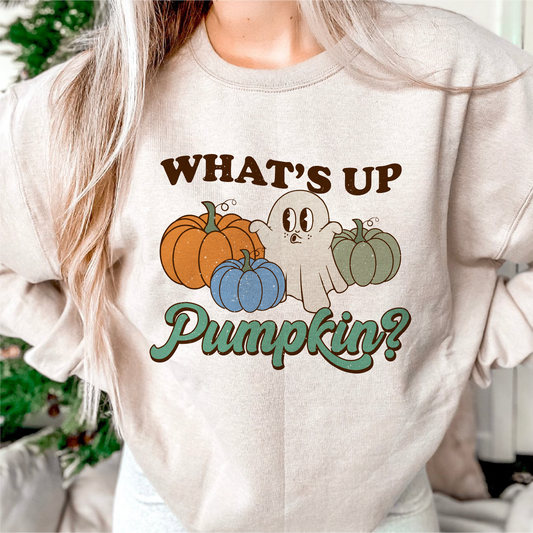 What's Up Pumpkin PNG SVG | Retro Halloween Sublimation | Cute Ghost T shirt Design