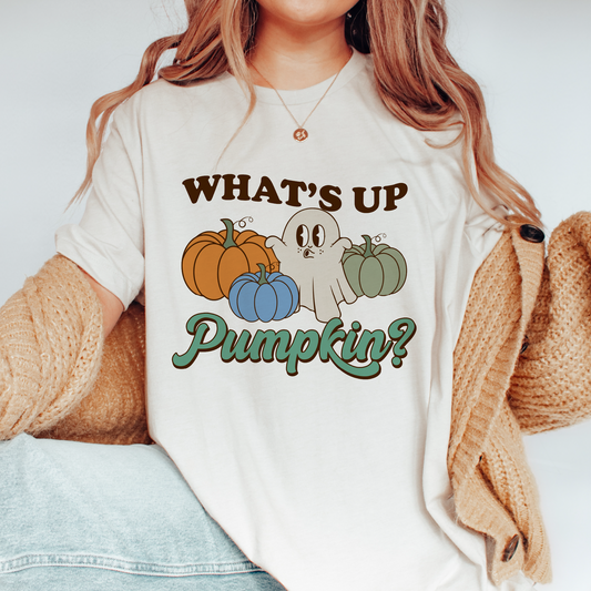 What's Up Pumpkin PNG SVG | Retro Halloween Sublimation | Cute Ghost T shirt Design