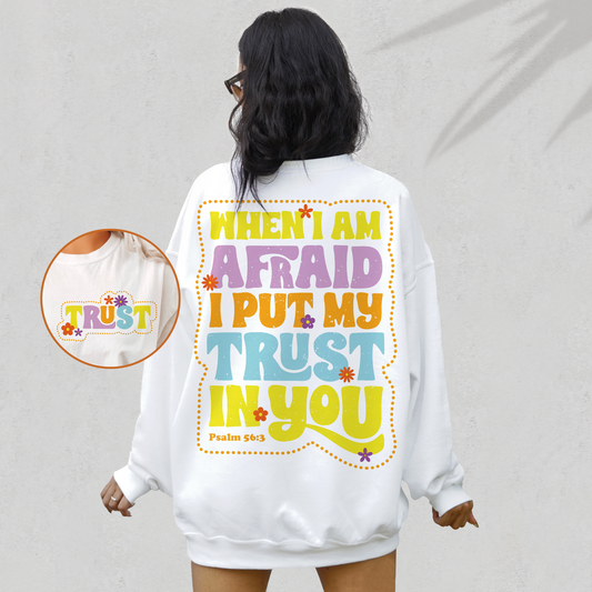 When I am Afraid PNG SVG | Retro Christian Sublimation | Faith T shirt Design + pocket