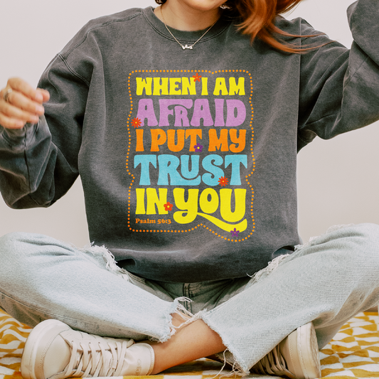 When I am Afraid PNG SVG | Retro Christian Sublimation | Faith T shirt Design + pocket