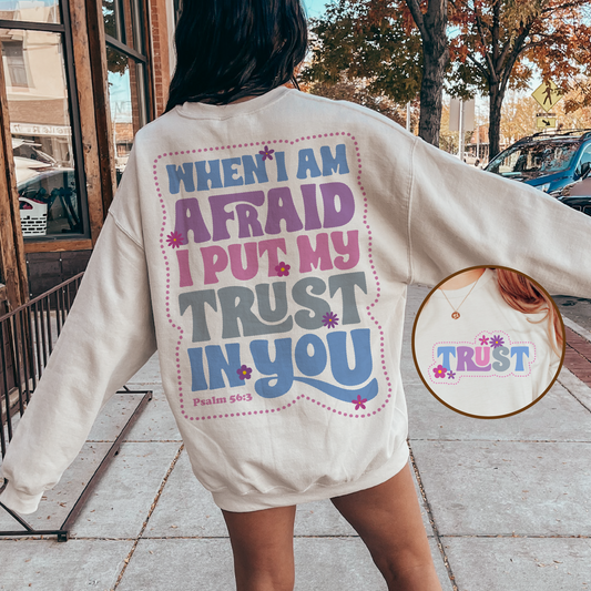 When I am Afraid PNG SVG | Retro Christian Sublimation | Faith T shirt Design + pocket