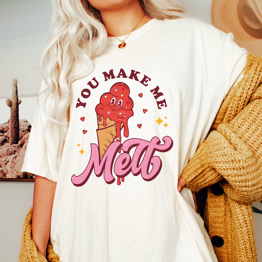 You Make Me Melt SVG PNG | Valentines Day Sublimation | Ice Cream Cartoon shirt Design