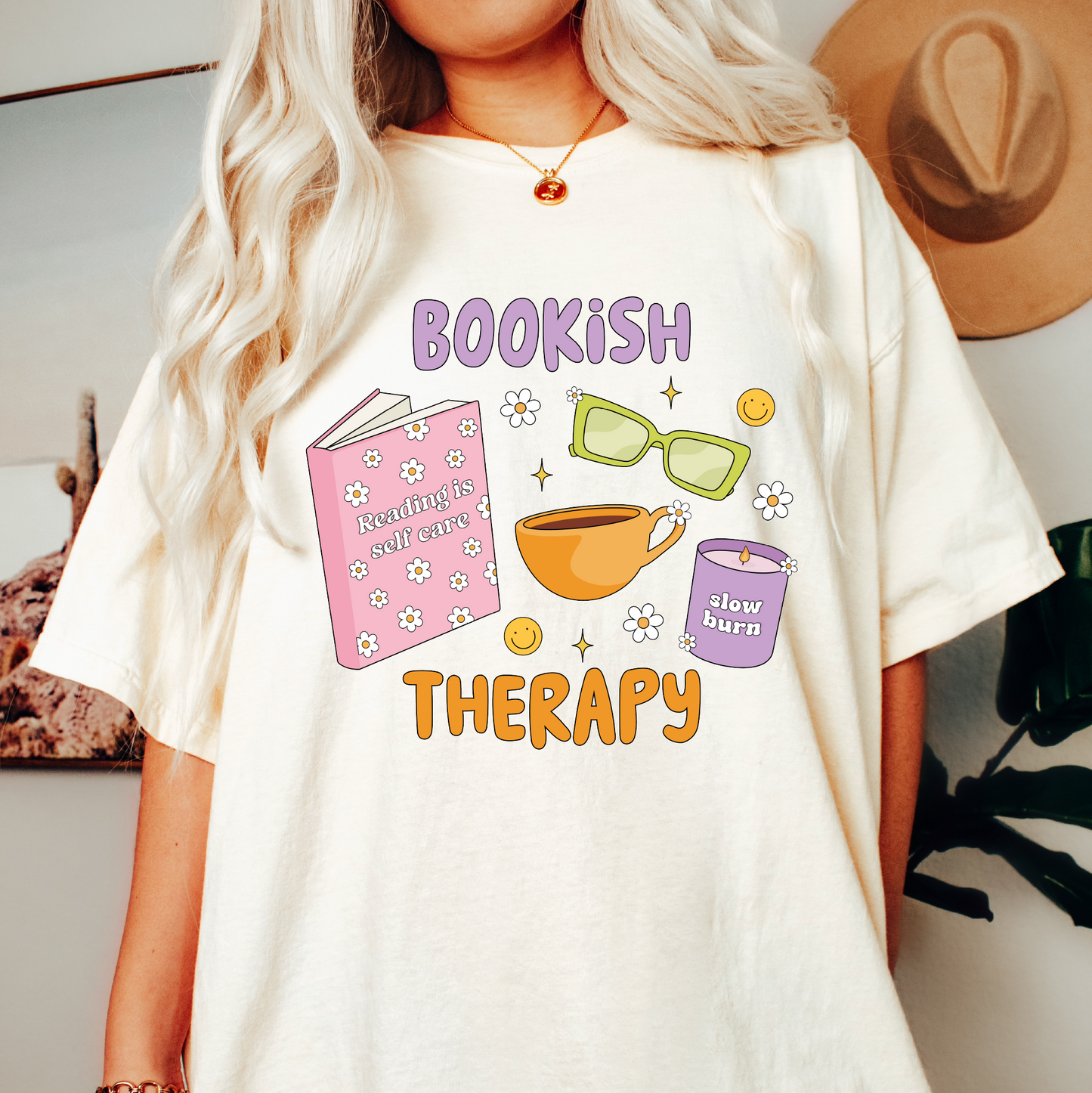 Bookish Therapy PNG SVG | Bookish Girl Things Sublimation | Book Lover Tshirt Design