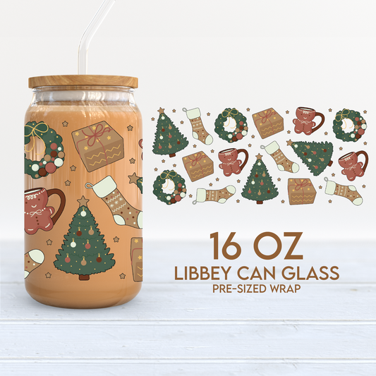 Cozy Christmas Cup Wrap | Christmas Things 16oz Libbey Can Glass | PNG SVG