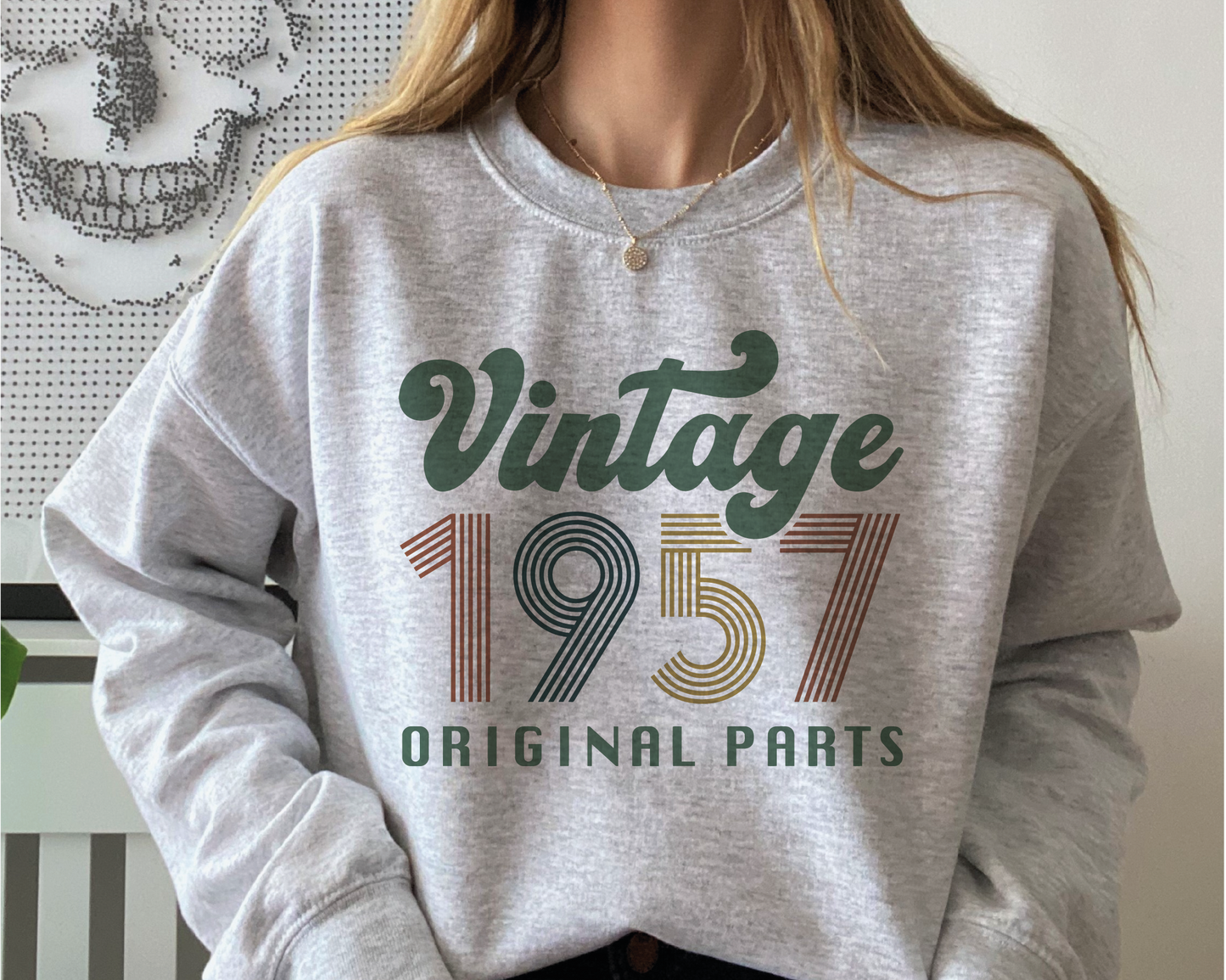 Vintage 1957 Original Parts SVG PNG | Birthday Sublimation | T shirt Design Cut file
