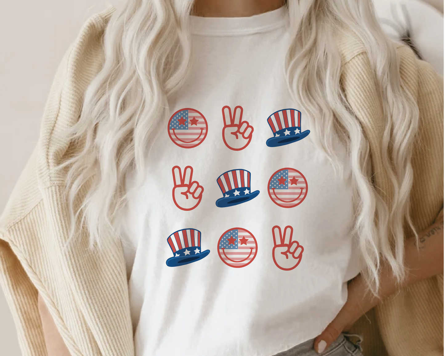 4th of July Icons SVG PNG | American Smile Face Sublimation | Fourth of July | Retro Vintage T shirt Design