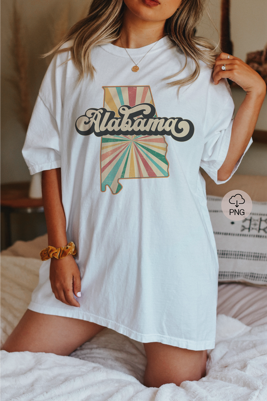 Alabama PNG | Alabama State Sublimation | Retro Vintage Distressed T shirt Design
