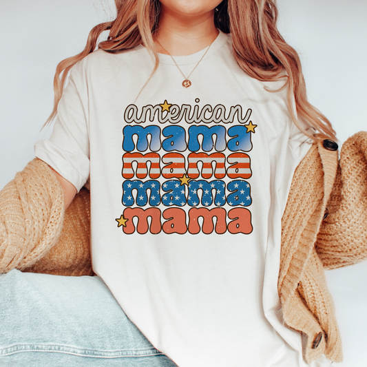 American Mama SVG PNG | Retro 4th of July Sublimation | Patriotic T shirt Design