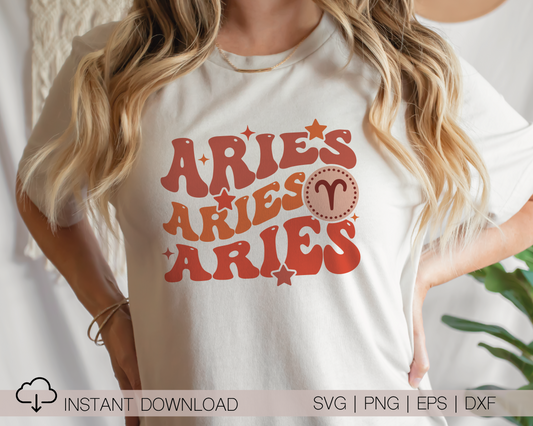 Aries SVG PNG | Zodiac Sublimation | Retro Vintage Aries | T shirt Design Cut file