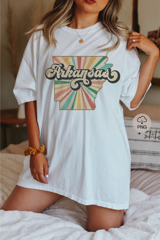 Arkansas PNG | Vintage Arkansas State Sublimation | Retro Distressed T shirt Design