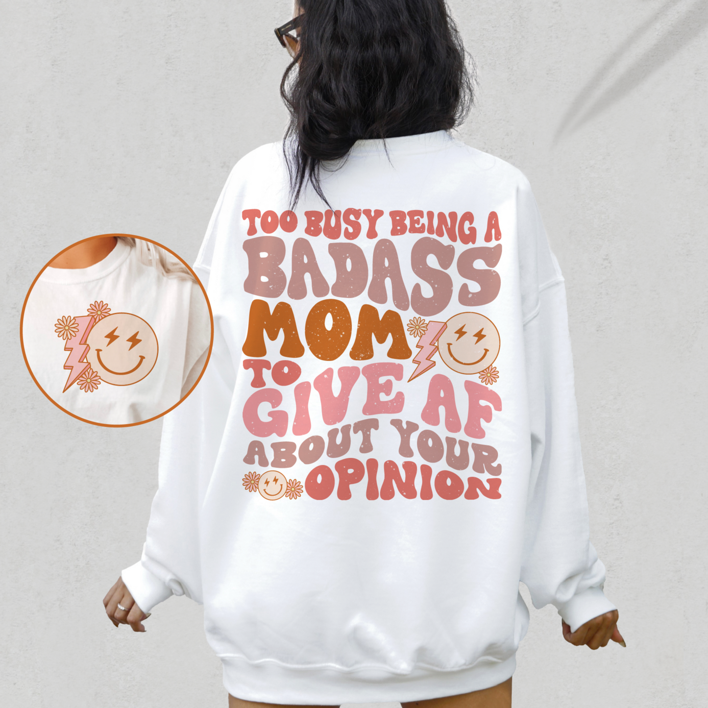 Too Busy Being a Badass Mom SVG PNG | Mother's Day Sublimation | Retro shirt Design
