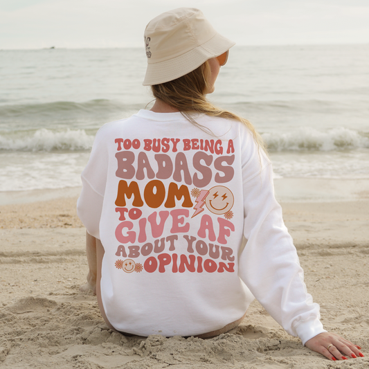 Too Busy Being a Badass Mom SVG PNG | Mother's Day Sublimation | Retro shirt Design