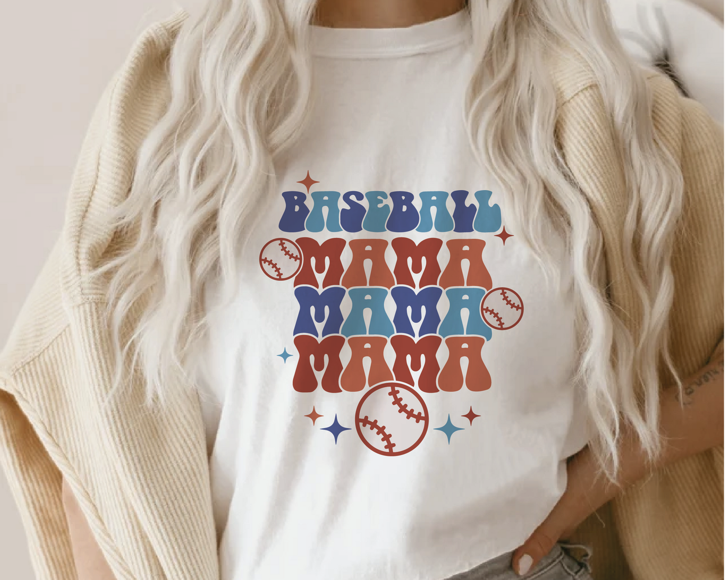 Baseball Mama SVG PNG | Groovy Baseball Sublimation | Retro Mom T shirt Design