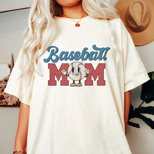 Baseball Mom SVG PNG | Retro Baseball Character Sublimation | Groovy T shirt Design