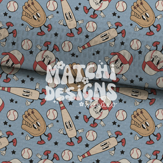 Baseball Seamless Pattern, Groovy Baseball Repeat Pattern for Fabric Sublimation