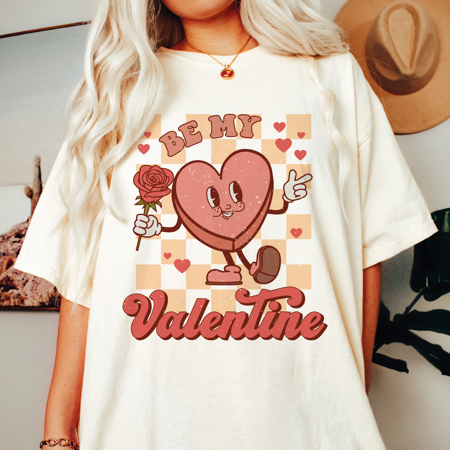 Be My Valentine SVG PNG | Checkered Valentines Sublimation | Retro Groovy T shirt Design