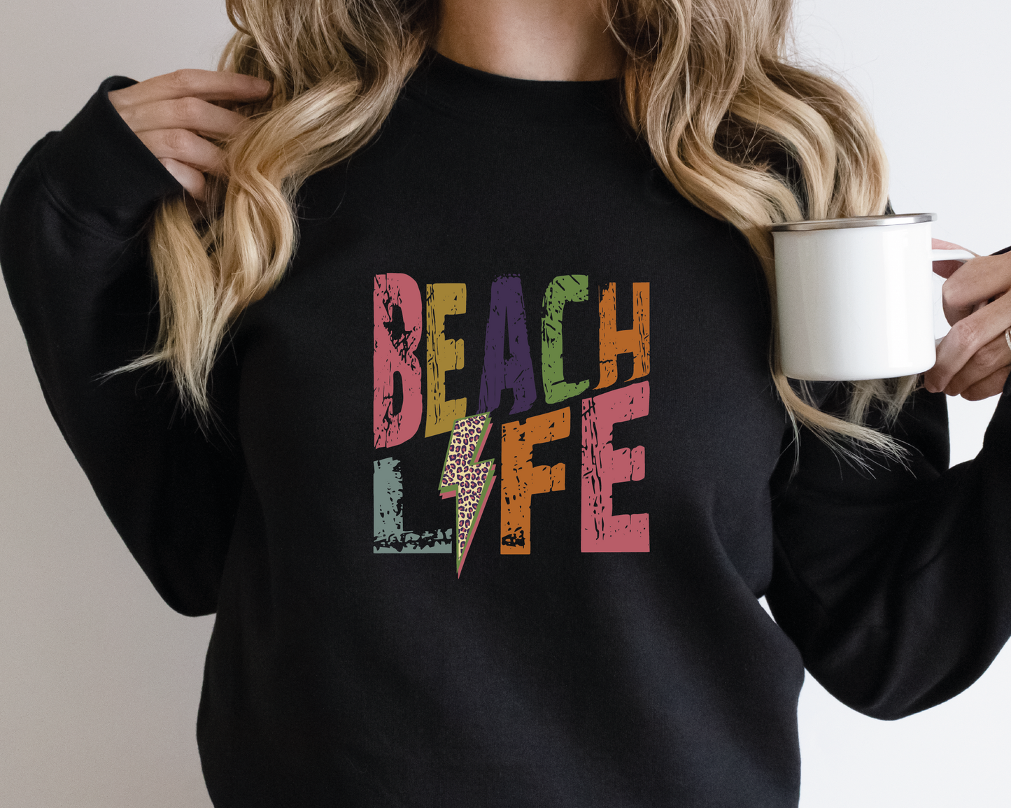 Beach Life SVG PNG | Distressed font Sublimation | Leopard Lightning Bolt | Summer T shirt Design