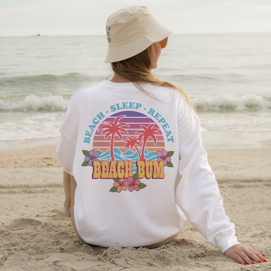 Beach Bum PNG SVG | Retro Summer Sublimation | Beach Sleep Repeat T shirt Design