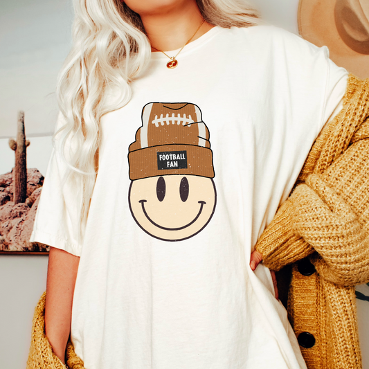 Football Beanie Smile PNG | Retro Football Fan Sublimation | Groovy T shirt Design