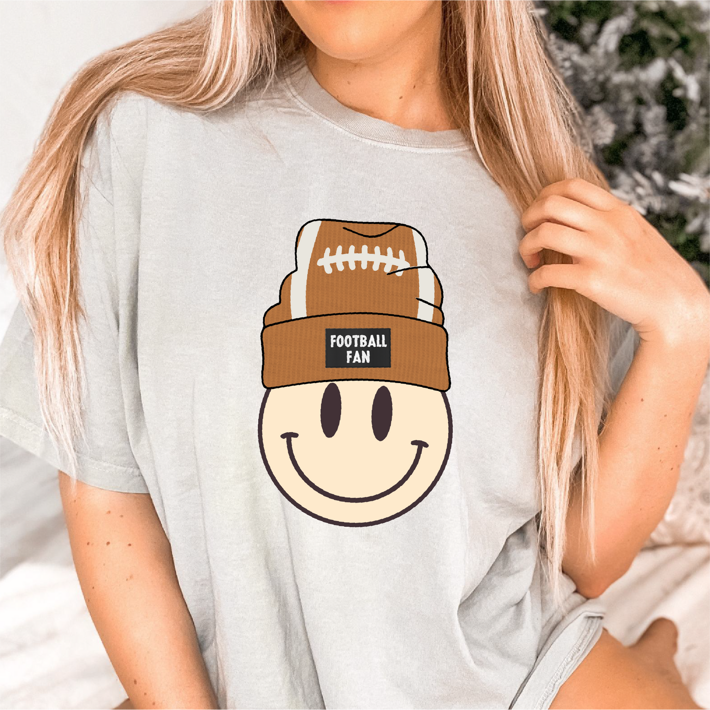 Football Beanie Smile PNG | Retro Football Fan Sublimation | Groovy T shirt Design