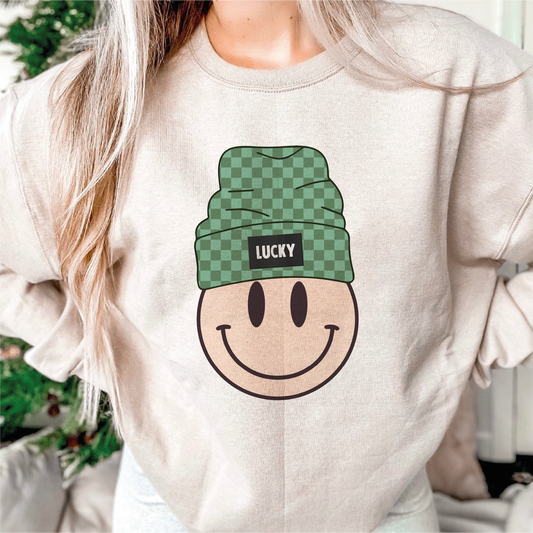 Beanie Smile Face PNG SVG | St. Patricks Day Sublimation | Lucky T shirt Design
