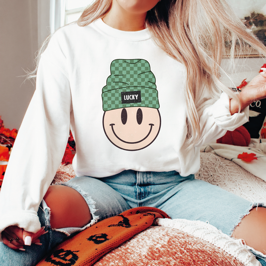 Beanie Smile Face PNG SVG | St. Patricks Day Sublimation | Lucky T shirt Design