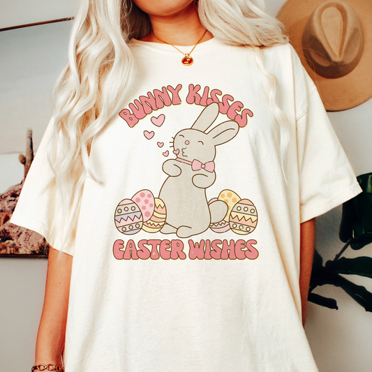 Bunny Kisses Easter Wishes PNG SVG | Easter Sublimation | Cute Bunny T shirt Design