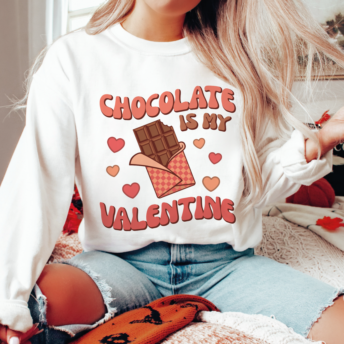 Chocolate Is My Valentine SVG PNG | Funny Valentines Sublimation | Retro Groovy T shirt Design