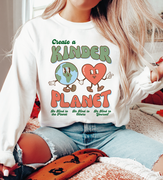 Create a Kinder Planet PNG SVG | Inspirational Sublimation | Kindness Retro T shirt Design