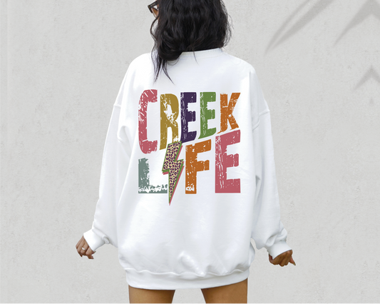 Creek Life SVG PNG | Distressed font Sublimation | Leopard Lightning Bolt | Summer T shirt Design