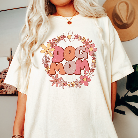 Dog Mom SVG PNG | Floral Dog Mom Sublimation | Retro Groovy T shirt Design