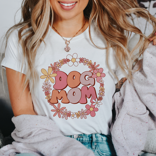 Dog Mom SVG PNG | Floral Dog Mom Sublimation | Retro Groovy T shirt Design